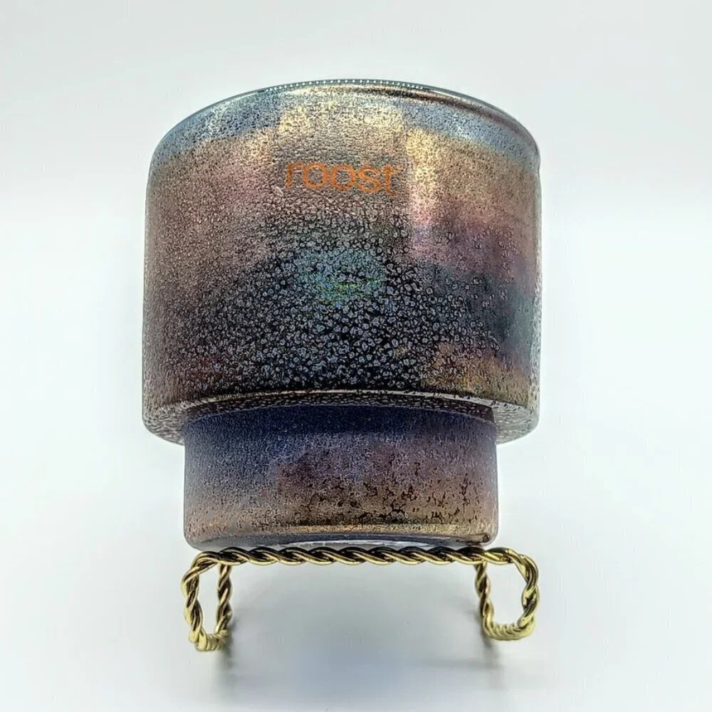 Roost Iridescent Metallic Finish Glass Candle Holder Vase